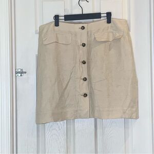 J Crew Button-front linen-cupro blend skirt Size 16
